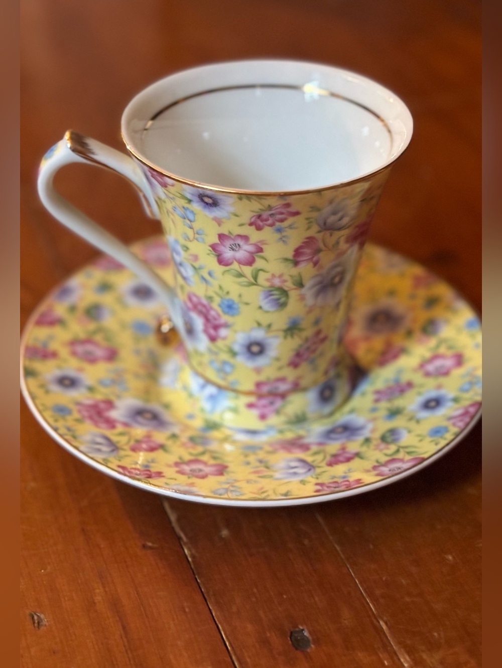 Sophie Chintz" fine bone china teacup and saucer set